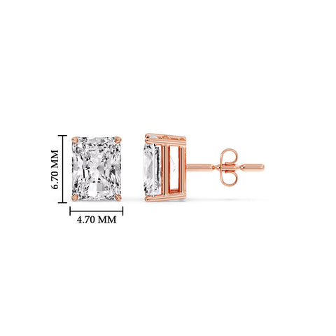 Radiant Diamond Basket Stud Earring