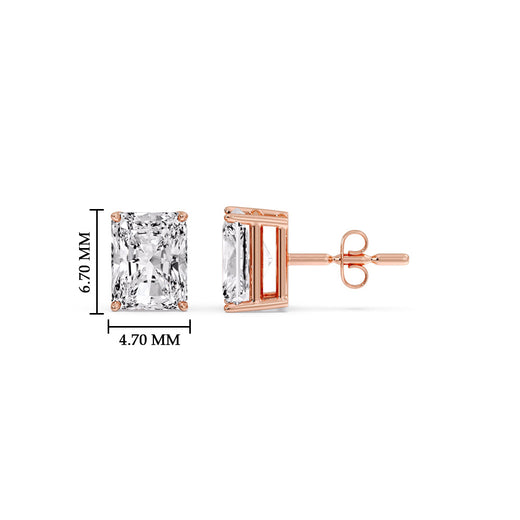 Radiant Diamond Basket Stud Earring