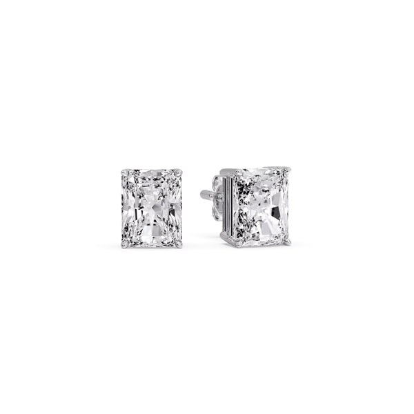 IGI Certified Basket Stud Earrings Set With Radiant Cut Diamonds