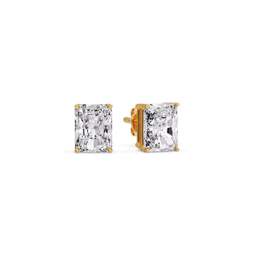 IGI Certified Basket Stud Earrings Set With Radiant Cut Diamonds