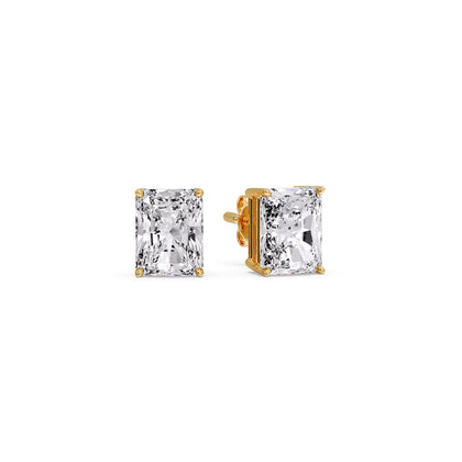 IGI Certified Basket Stud Earrings Set With Radiant Cut Diamonds