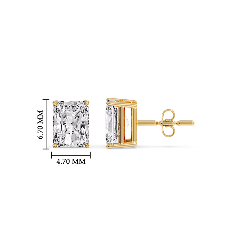Radiant Diamond Basket Stud Earring