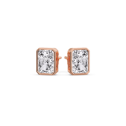 Minimalist Radiant Diamond Bezel Studs