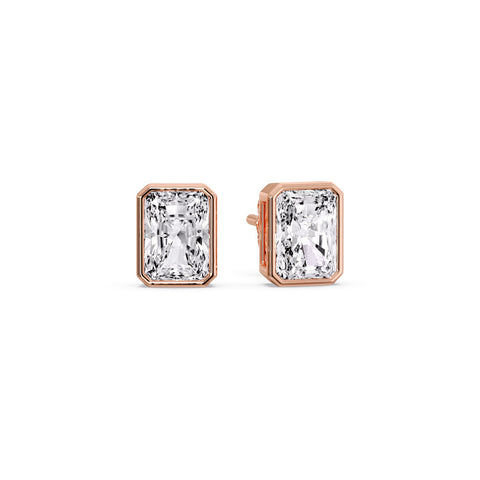 Minimalist Radiant Diamond Bezel Studs