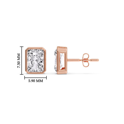 Minimalist Radiant Diamond Bezel Studs