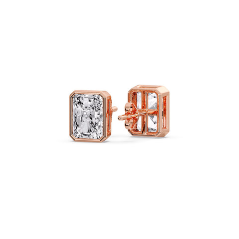 Minimalist Radiant Diamond Bezel Studs