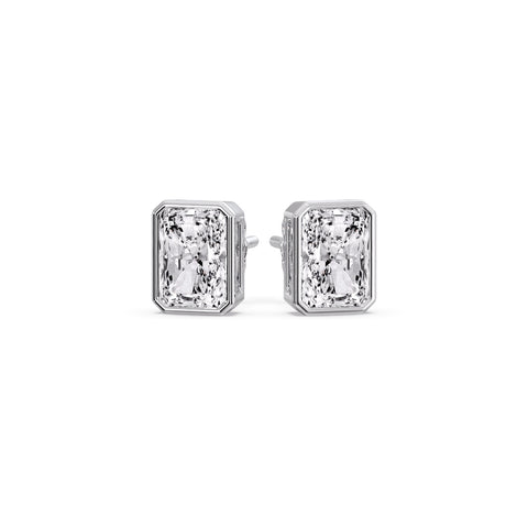 Minimalist Radiant Diamond Bezel Studs