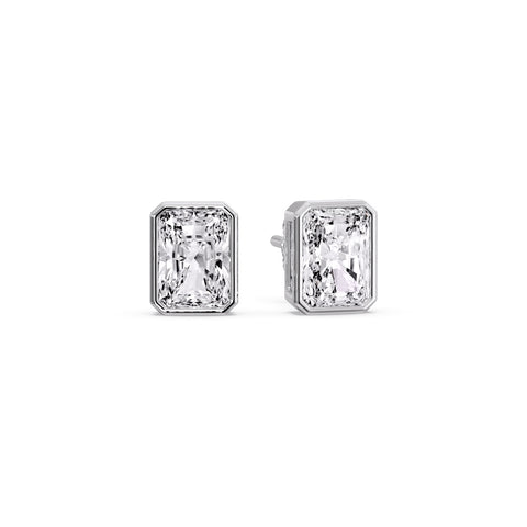 Minimalist Radiant Diamond Bezel Studs