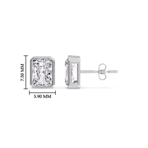 Minimalist Radiant Diamond Bezel Studs