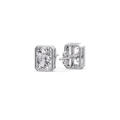 Minimalist Radiant Diamond Bezel Studs