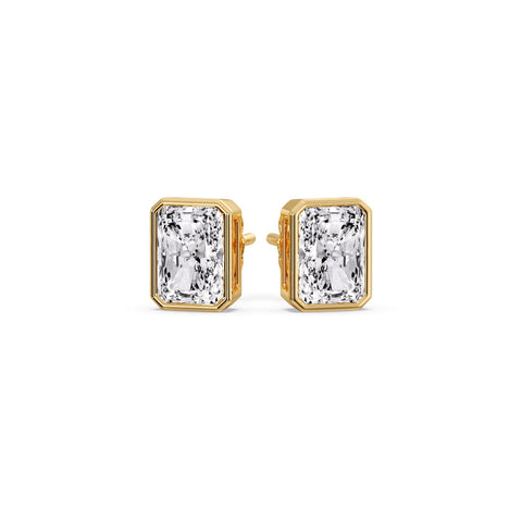 Minimalist Radiant Diamond Bezel Studs