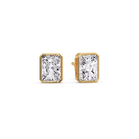 Minimalist Radiant Diamond Bezel Studs