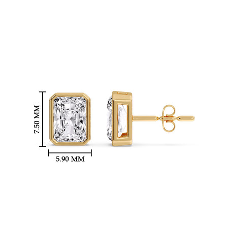 Minimalist Radiant Diamond Bezel Studs