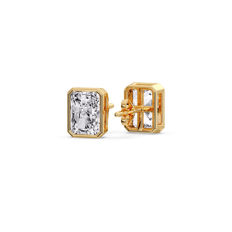 Minimalist Radiant Diamond Bezel Studs