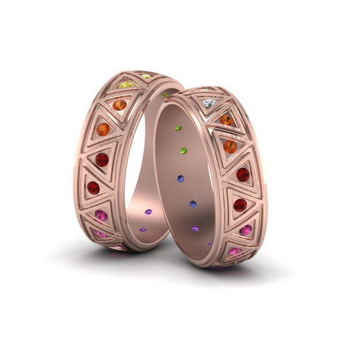Rainbow Gay Wedding Engagement Rings