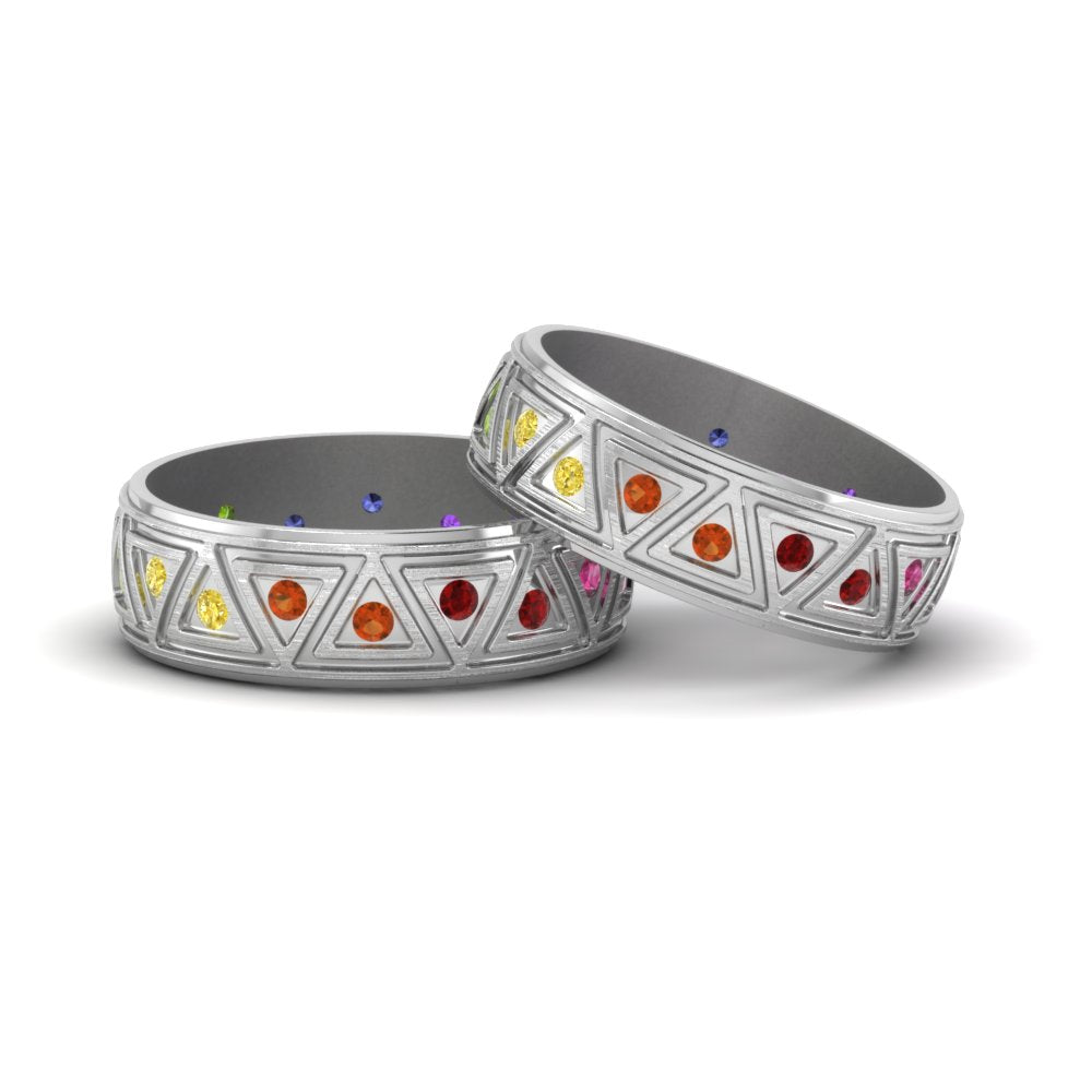 Rainbow Gay Wedding Engagement Rings