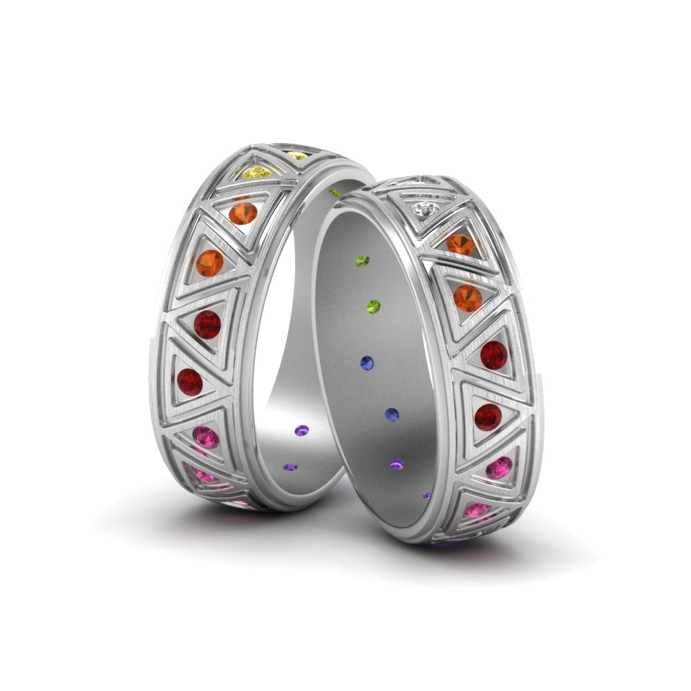Rainbow Gay Wedding Engagement Rings
