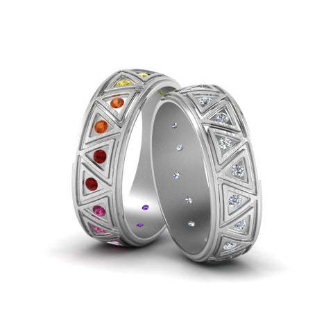 Rainbow Unisex Wedding Bands