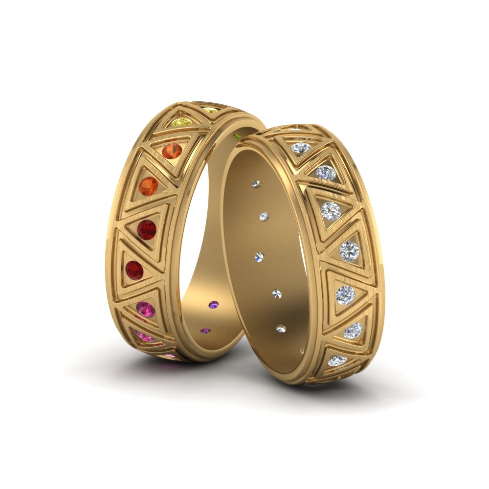 Rainbow Unisex Wedding Bands