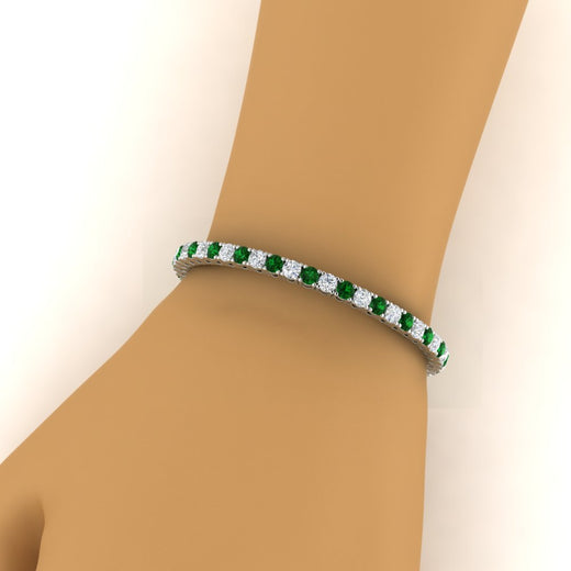 real-diamond-tennis-bracelet-with-emerald-9-carat-in-white-gold-FDBRC8635ROGEMGRHAND-9.00_20CT-NL-WG