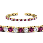 Load image into Gallery viewer, real-diamond-tennis-bracelet-with-pink-sapphire-9-carat-in-yellow-gold-FDBRC8635ROGSADRPIANGLE2-9.00_20CT-NL-YG
