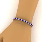 Load image into Gallery viewer, real-diamond-tennis-bracelet-with-sapphire-9-carat-in-rose-gold-FDBRC8635ROGSABLHAND-9.00_20CT-NL-RG
