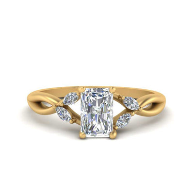 Radiant Cut Twisted Marquise Accents Diamond Ring