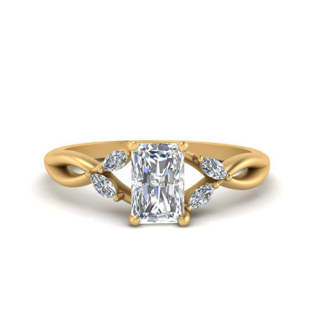 Radiant Cut Twisted Marquise Accents Diamond Ring