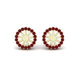 Load image into Gallery viewer, removable-halo-ruby-jacket-for-4-carat-studs-in-yellow-gold-fd-ear11307grudrangle1-0-75ct-nl-yg.jpg
