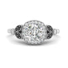 Load image into Gallery viewer, rollover-halo-cushion-nature-inspired-black-diamond-engagement-ring-in-FD10044CURGBLACKANGLE3-NL-WG