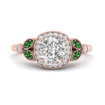 Load image into Gallery viewer, rollover-halo-cushion-nature-inspired-emerald-engagement-ring-in-FD10044CURGEMGRANGLE3-NL-RG
