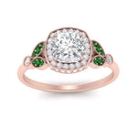 Load image into Gallery viewer, rollover-halo-cushion-nature-inspired-emerald-engagement-ring-in-FD10044CURGEMGRANGLE3-NL-RG

