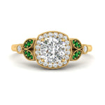 Load image into Gallery viewer, rollover-halo-cushion-nature-inspired-emerald-engagement-ring-in-FD10044CURGEMGRANGLE3-NL-YG
