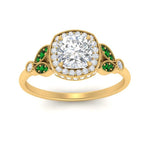 Load image into Gallery viewer, rollover-halo-cushion-nature-inspired-emerald-engagement-ring-in-FD10044CURGEMGRANGLE3-NL-YG
