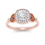 Load image into Gallery viewer, rollover-halo-cushion-nature-inspired-orange-sapphire-engagement-ring-in-FD10044CURGSAORANGLE3-NL-RG
