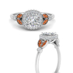 Load image into Gallery viewer, rollover-halo-cushion-nature-inspired-orange-sapphire-engagement-ring-in-FD10044CURGSAORANGLE3-NL-WG
