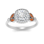 Load image into Gallery viewer, rollover-halo-cushion-nature-inspired-orange-sapphire-engagement-ring-in-FD10044CURGSAORANGLE3-NL-WG
