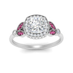 Load image into Gallery viewer, rollover-halo-cushion-nature-inspired-pink-sapphire-engagement-ring-in-FD10044CURGSADRPIANGLE3-NL-WG
