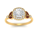 Load image into Gallery viewer, rollover-halo-cushion-nature-inspired-ruby-engagement-ring-in-FD10044CURGRUDRANGLE3-NL-YG
