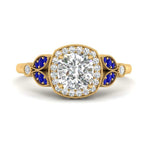 Load image into Gallery viewer, rollover-halo-cushion-nature-inspired-sapphire-engagement-ring-in-FD10044CURGSABLANGLE3-NL-YG
