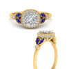 Load image into Gallery viewer, rollover-halo-cushion-nature-inspired-sapphire-engagement-ring-in-FD10044CURGSABLANGLE3-NL-YG