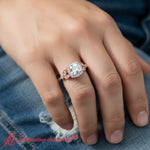 Load image into Gallery viewer, rollover-halo-nature-inspired-engagement-ring-rose-gold-fdenr10044-model
