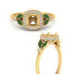 Load image into Gallery viewer, rollover-halo-semi-mount-nature-inspired-emerald-engagement-ring-in-FD10044SMRGEMGRANGLE3-NL-YG
