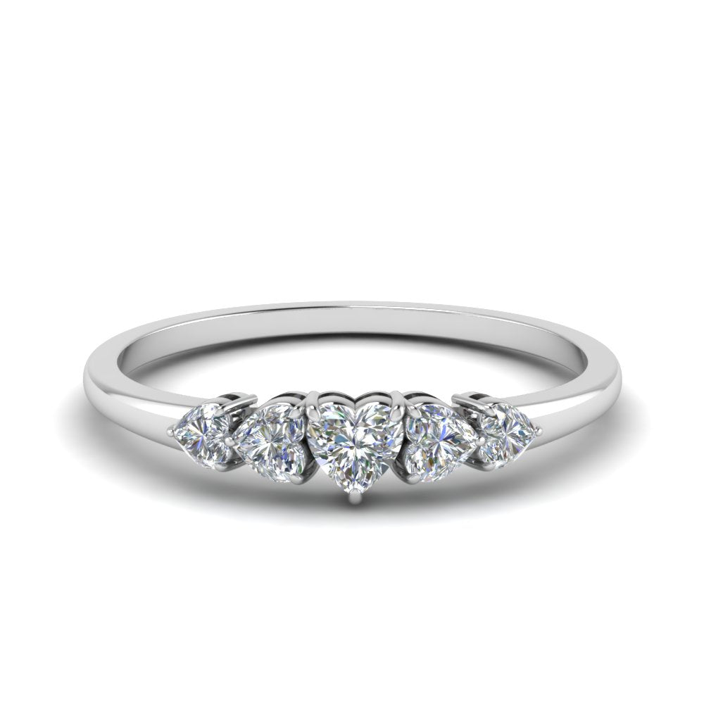 Heart Shape 5 Stone Ring