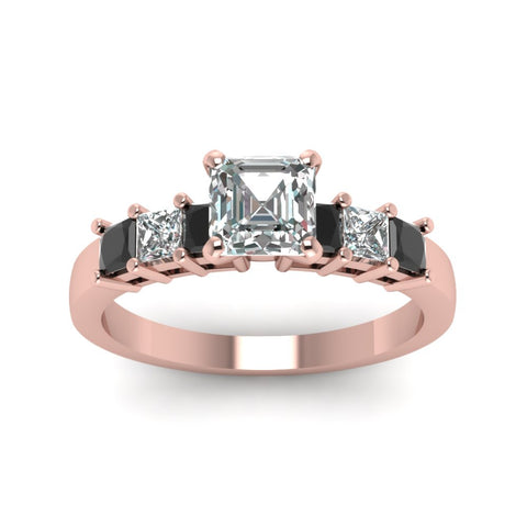 rose-gold-asscher-white-diamond-engagement-wedding-ring-with-black-diamond-in-prong-set-FDENS1027ASRGBLACKANGLE5-NL-RG