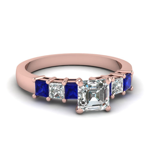 rose-gold-asscher-white-diamond-engagement-wedding-ring-with-blue-sapphire-in-prong-set-FDENS1027ASRGSABL-NL-RG