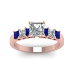 Load image into Gallery viewer, rose-gold-asscher-white-diamond-engagement-wedding-ring-with-blue-sapphire-in-prong-set-FDENS1027ASRGSABLANGLE5-NL-RG_dfac978a-f8f2-4fb1-ad9b-d2e54f018a16
