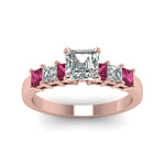 Load image into Gallery viewer, rose-gold-asscher-white-diamond-engagement-wedding-ring-with-dark-pink-sapphire-in-prong-set-FDENS1027ASRGSADRPIANGLE5-NL-RG_19cbc1d9-b329-48d6-b476-dd967e738a1a
