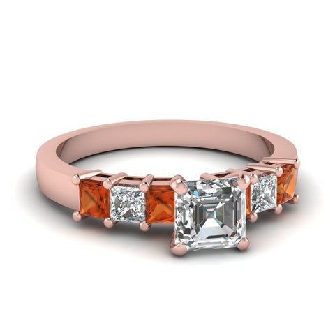 rose-gold-asscher-white-diamond-engagement-wedding-ring-with-orange-sapphire-in-prong-set-FDENS1027ASRGSAOR-NL-RG