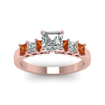 Load image into Gallery viewer, rose-gold-asscher-white-diamond-engagement-wedding-ring-with-orange-sapphire-in-prong-set-FDENS1027ASRGSAORANGLE5-NL-RG_6fa284aa-efe1-4242-a54c-f90c885ef69c
